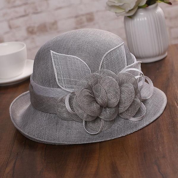 

beanies british retro high-end hat spring and summer flower linen sun protection cambric curling top