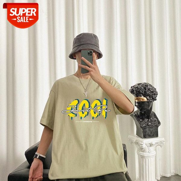 

short-sleeved t-shirt men's tide brand trend clothes hong kong style half-sleeved youth ins loose bottoming shirt compassionate #qo11, White;black