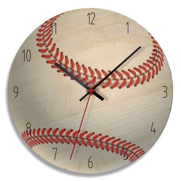

wall clocks wooden clock sport ball style mute wallclock home room decor kids gifts r7rc