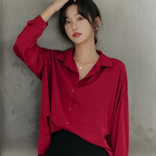 

women's blouses & shirts women chiffon blouse shirt casual long-sleeved spring autumn ladies fashion loose work wear female all-match, White