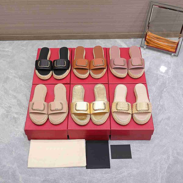 

famous classic sandals fashion slippers straw sole women shoes beach home leisure slippers, Black