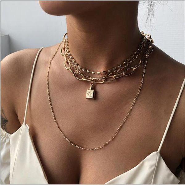 

fashion multilayer crystal europe meatl pendant necklace for women jewelry gifts accessories chains, Silver