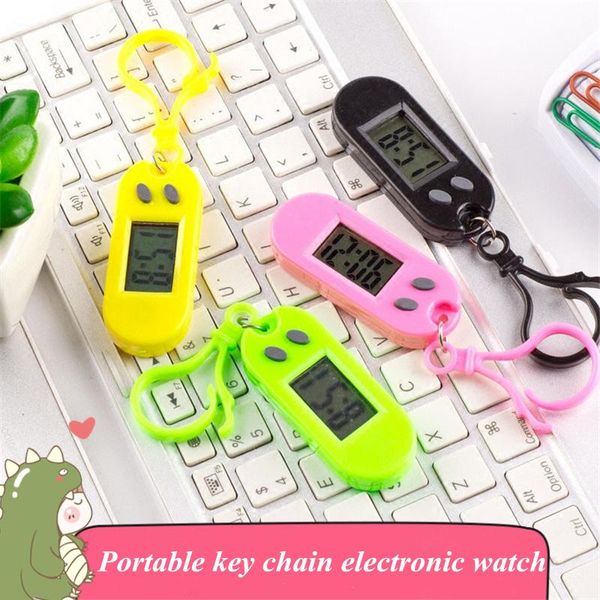 

keychains led student examination electronic watch exquisite key chain backpack buckle hanging small gift, Silver