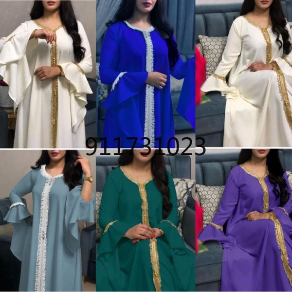 

ethnic clothing charming gold embroidery tassels women dress arabic dubai muslim jalabiya long bell sleeves v neck elegant lady gowns white, Red