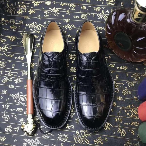 

dress shoes chue men formal crocodile leather male wedding banquet, Black