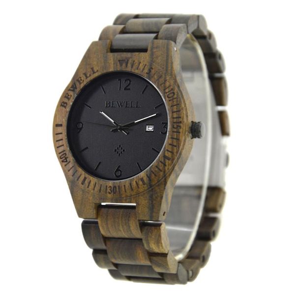 

wristwatches mens quartz watches date display business watch man black wood valentines christmas gift, Slivery;brown