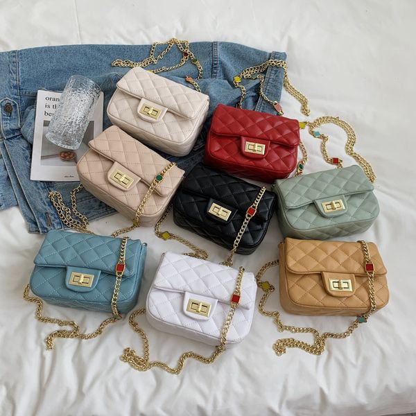 

square soft diamond lattice bag one shoulder female handbag small chain bags cross body womens mini purse designer