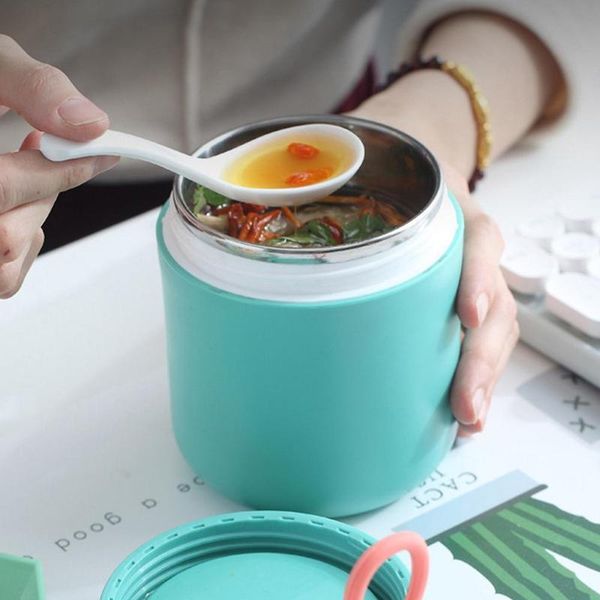 

dinnerware sets 430ml thermal lunch box container with spoon steel vaccum cup soup insulated for school
