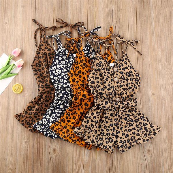 

infant baby girls clothing leopard overalls 4 colors sleeveless button shorts jumpsuits fashion outfits, Red;yellow