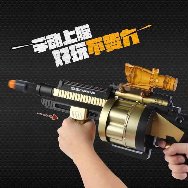 

children's howitzer mortar m32 with sound effect launcher soft bullet gunman moves and fires chicken eating boy's toy gun