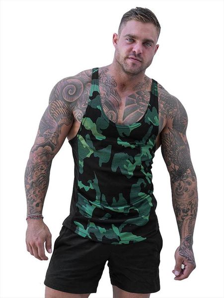 

i shaped vest men summer camo bodybuilding stringer tank gym sleeveless fitness singlet sportswear workout 3xl, White;black