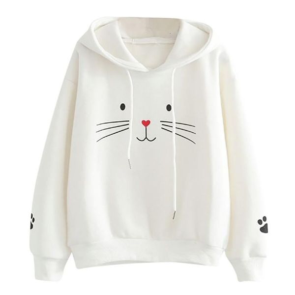 

women's hoodies & sweatshirts thick knit sweatshirt fashion women cat printing long sleeve casual loose blouse winter veet thickening c, Black