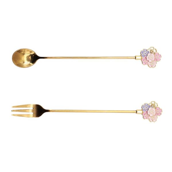 

forks 2pcs stainless steel japanese style dessert spoon and fork home cafe tableware