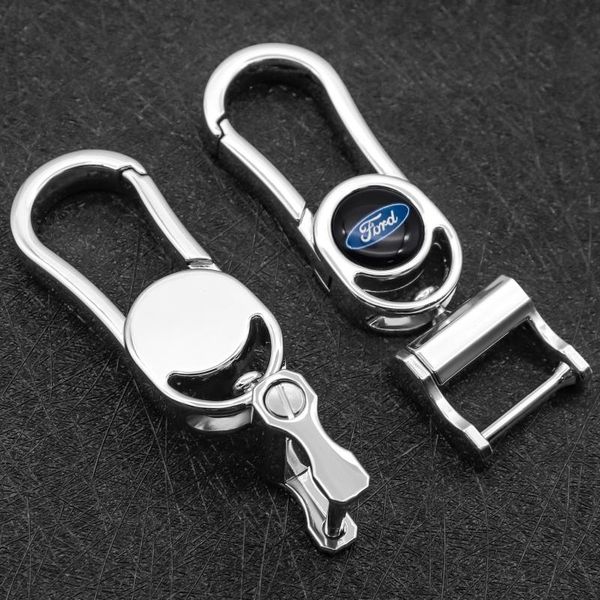 

keychains auto parts stylish metal 360Â°turn anti-rust key ring for ford- mustang explorer fiesta focus kuga fusion f-150, Silver