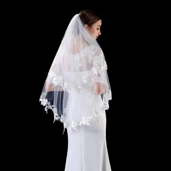 

bridal veils veil white wedding dress accessories long lace applique, Black