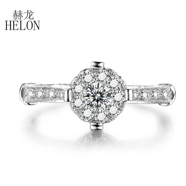 

cluster rings helon diamond ring solid 14k white gold au585 round 0.6ct natural diamonds engagement wedding for women trendy fine jewelry, Golden;silver