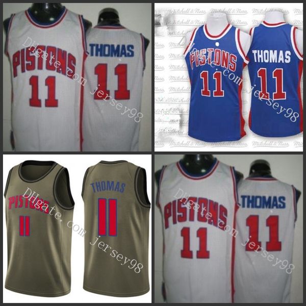 

detroit pistons men 10 monroe #11 isiah thomas basketball jersey, Black