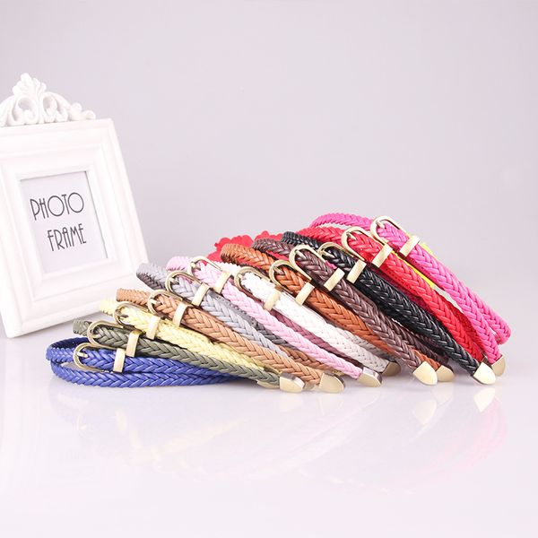 

new woven leather pin buckle all-match thin belt womens rope decorative factory direct sales wholesale 616, Black;brown