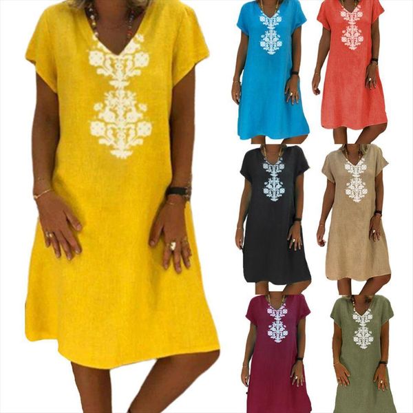 

summer robe femme ete beach women dress hippie boho plus size for 4xl 5xl a line linen cotton clothes, Black;gray