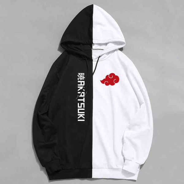 

2021 new sale double color hoodie fashion akatsuki print pullover sweatshirt s-xxl large size anime men women hoodi, Black