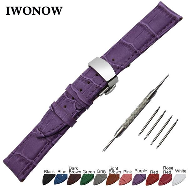 

watch bands genuine leather band 20mm for ticwatch 2 42mm stainless steel butterfly buckle strap wrist belt bracelet + spring bar, Black;brown