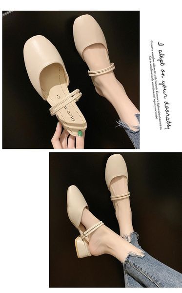 

thick heel casual lazy lady slippers 1pcs, Black