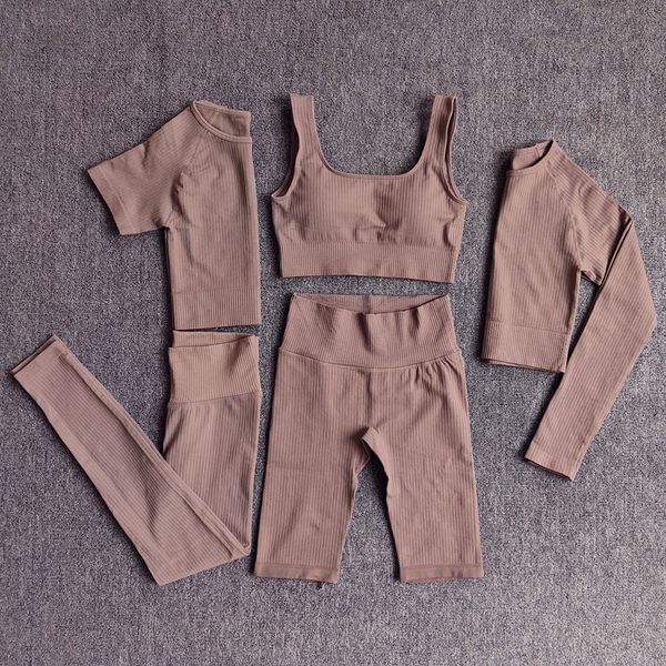 

sports suits yoga set seamless women's sportswear workout clothes athletic wear gym legging fitness bra crop long sleeve, White;red