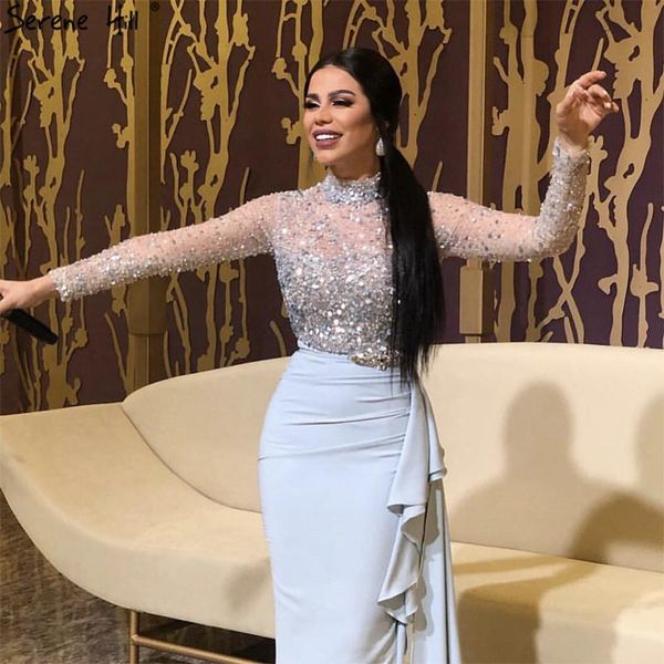 

party dresses serene hill muslim luxury blue mermaid evening gowns 2021 beaded ruffles elegant for women la70035, White;black