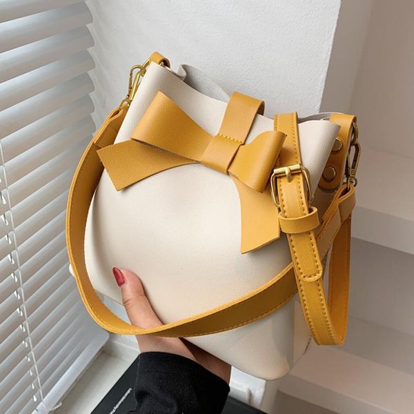 

evening bags small pu leather bucket crossbody for women 2021 contrast color female travel shoulder bag designer handbags and purses