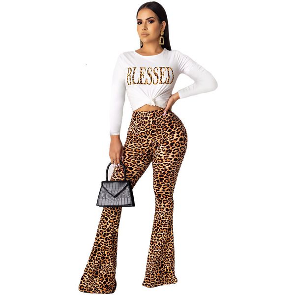 

arrivals white casual letters t shirt and leopard printed fashion two pieces clubwear party pants outfits spring autumn, Gray