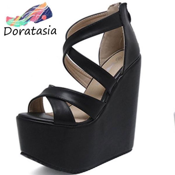 

arrival women black zipper open toe platform shoes high wedges luxury dress quality sandals