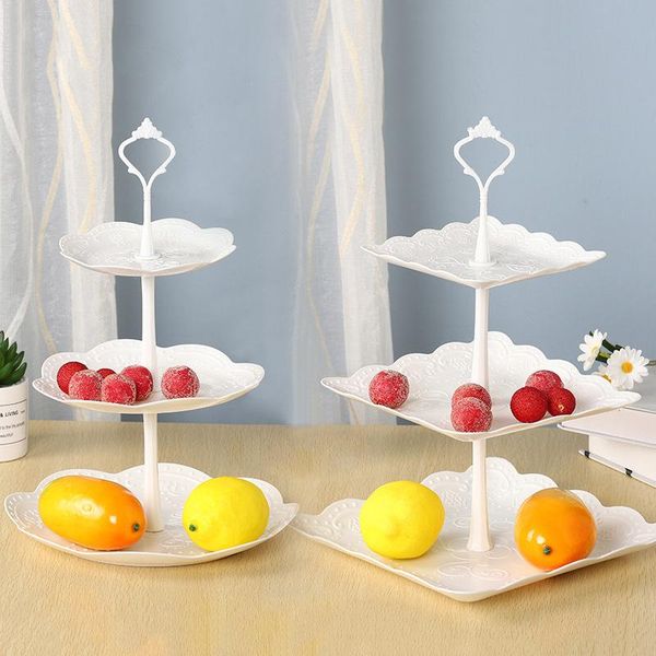 

european tray holiday party three-layer fruit plate dessert candy dish cake stand self-help display home table decoration trays dishes & pla
