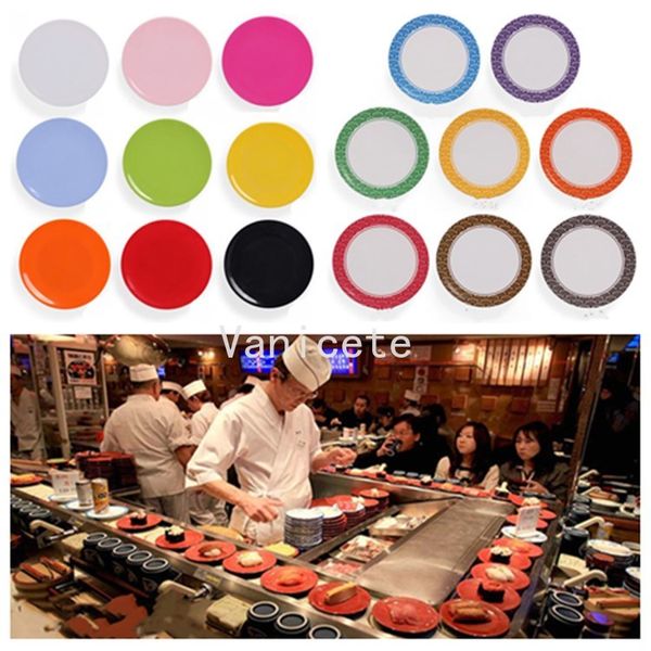 5 estilo jantar pratos alimentos sushi melamina rotativa plataforma de sushi redondo colorido transportador de correia de sushi servindo placas de pratos por mar t2i52930