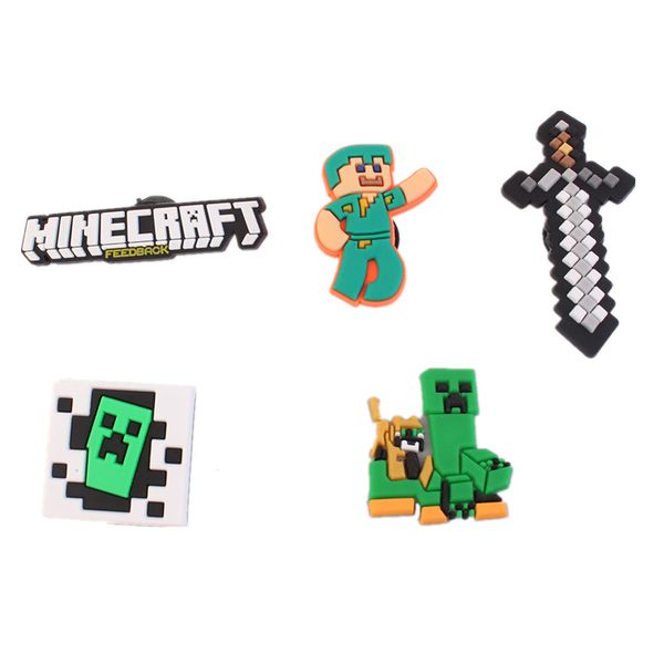 

wholesale custom game soft pvc cartoon croc shoe charms luxury shoe accessories the box button is a gift for children, White;pink