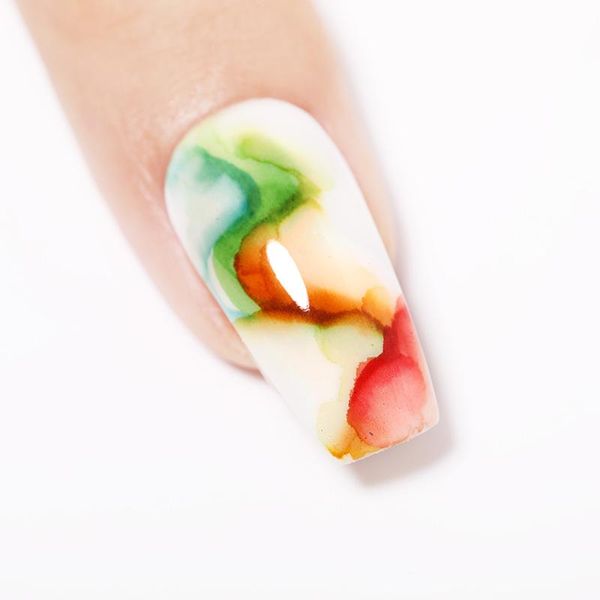 

nail polish water color painting pen blossoming ink art design beauty