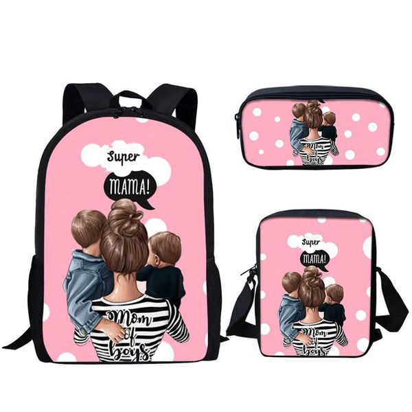 

super mom school bags harajuku kawaii backpack for kids girls casual 3pcs schoolbags orthopedic rucksack mochilas