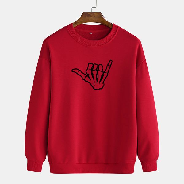 

fashion fleece 2021 spring and autumn casual hand hoodies printed round neck men's sweater large coat, Black