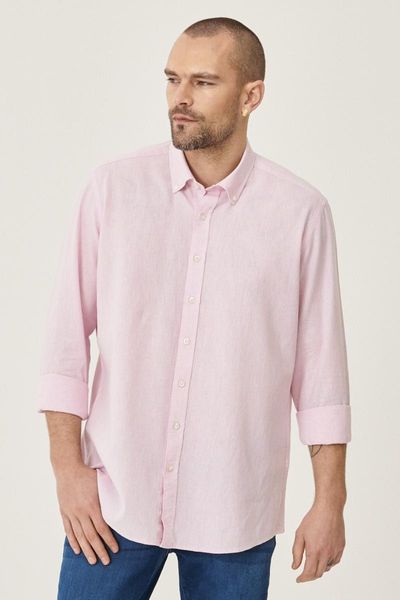 

men's shirt pink collar button slim fit tailored linen dress shirts, White;black