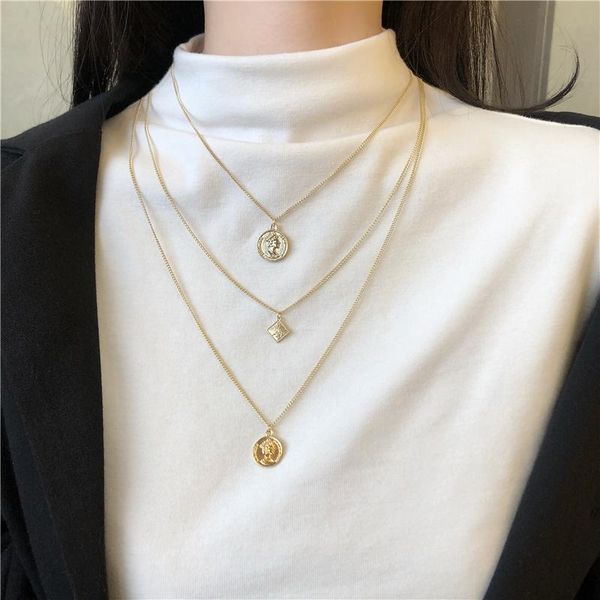 

joker style restoring ancient ways multilayer temperament sweater chain clavicle necklace women accessories. gifts pendant necklaces, Silver