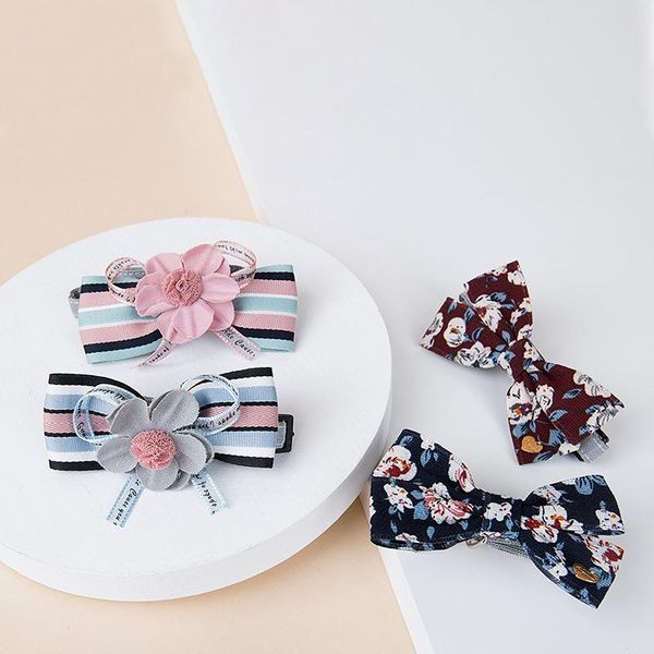 

cat floral bow tie fashion vintage korean janpan style adjustable bowtie pet dogs accessories necklace stripe print cats collar costumes