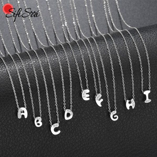 

pendant necklaces sifisrri tiny a to z alphabet letter necklace rhinestone capital pendants diy initial name for women girls gift, Silver