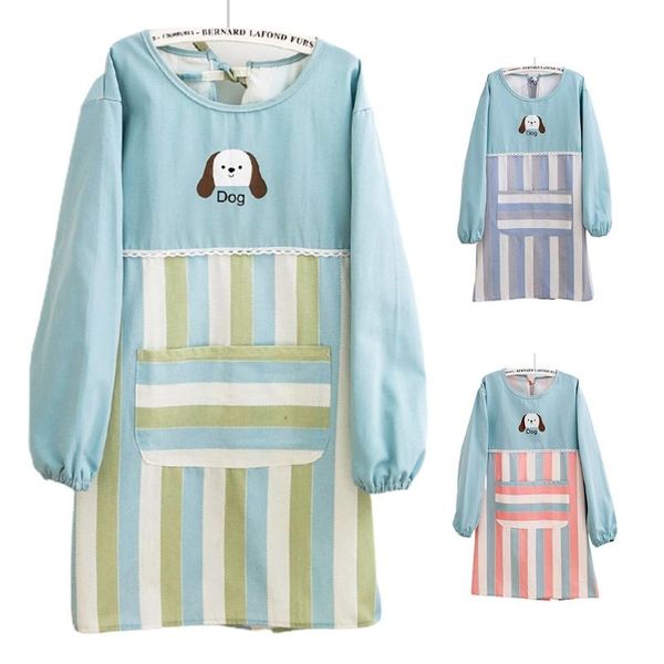 

aprons long-sleeved cute dog with pockets for women cooking and baking bbq