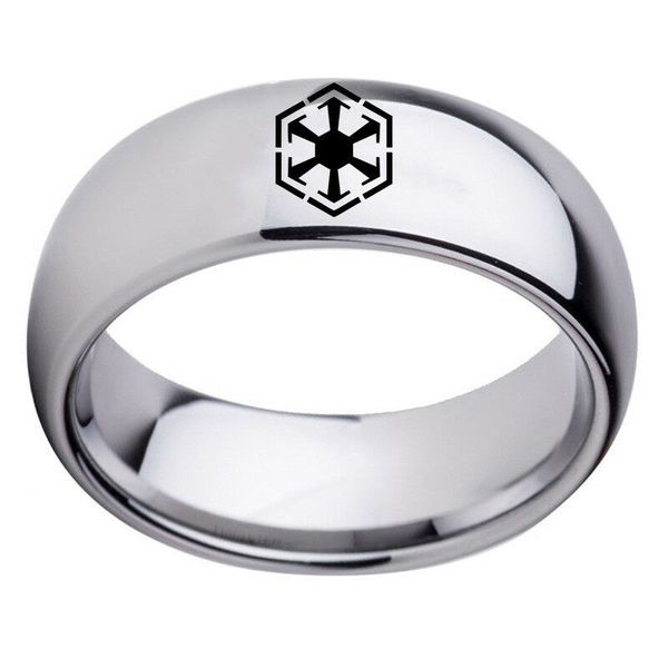 

silver/black sith empire logo stainless steel band rings size 6-13