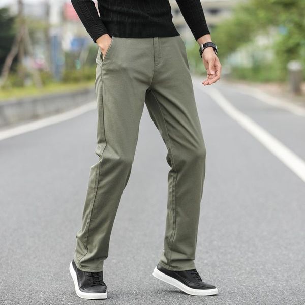 

autumn winter pants men fashion business stretch chinos trousers casual cotton male pentalon homme mens 40,6100 men's, Black