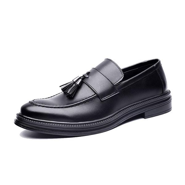 

dress shoes 2022 men formal wedding leather business casual office men's flats oxfords, Black
