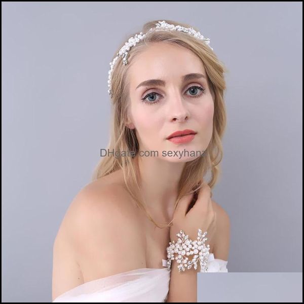 Fermagli per capelli Barrette Gioielli Sposa coreana Con perline di cristallo Matrimonio Aessories Fascia da polso Piombo Vendite dirette in fabbrica Consegna di goccia 2021 Dc