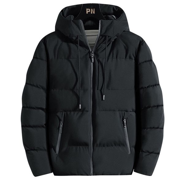 

cotton padded jacket men's autumn winter jackets casual clothing plus size hooded thick warm parkas coat men outwear 211008, Black