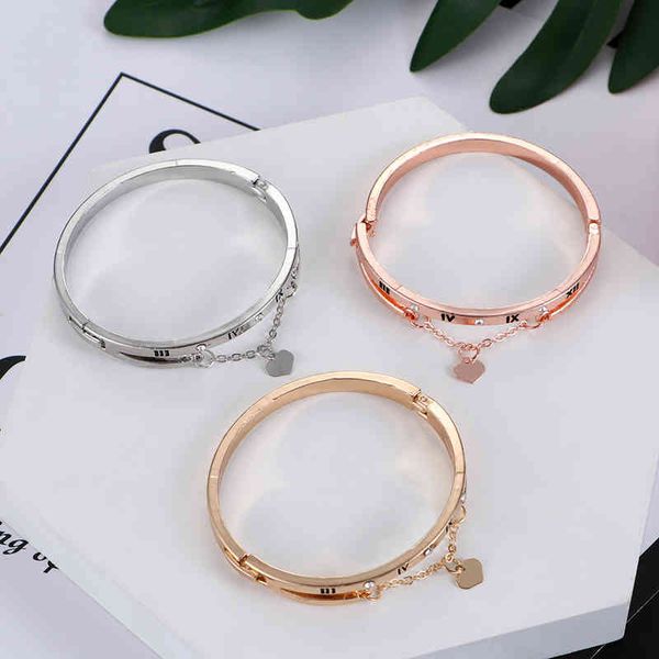 

1pc fashion stainless steel bracelets luxury rose gold cuff bangles women men heart forever love brand charm couples bracelet, Golden;silver