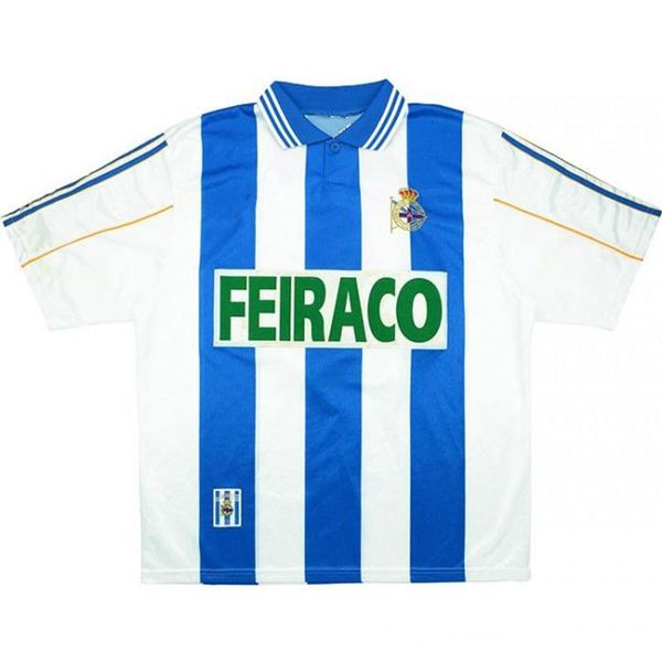 

1999 2000 deportivo de la coruna retro soccer jersey 98 00 depor home vintage makaay mauro silva fran djalminha classic football shirt, Black;yellow