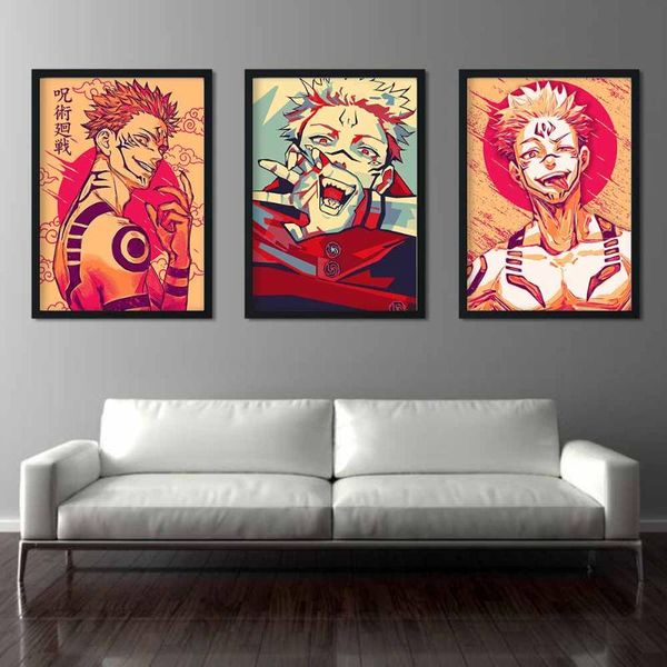

paintings anime: jujutsu kaisen silk poster decoration art home decor bedroom kids room living sofa wall quality canvas